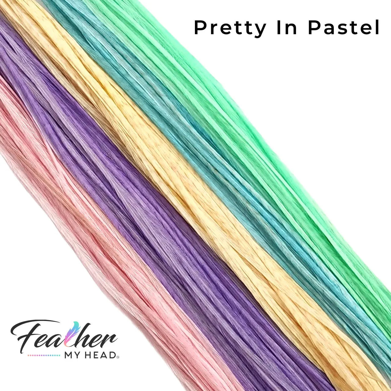 Feather My Head Hair Feathers in pastel colors of pink, blue, purple, yellow
