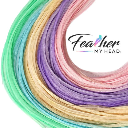 Feather My Head Hair Feathers in pastel colors of pink, blue, purple, yellow