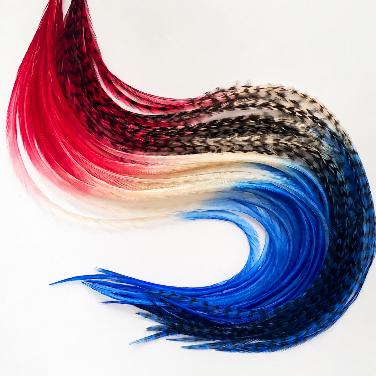 Stars and Stripes Rainbow Tie-Dye Hair Feather