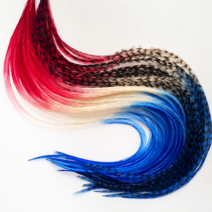 Stars and Stripes Rainbow Tie-Dye Hair Feather