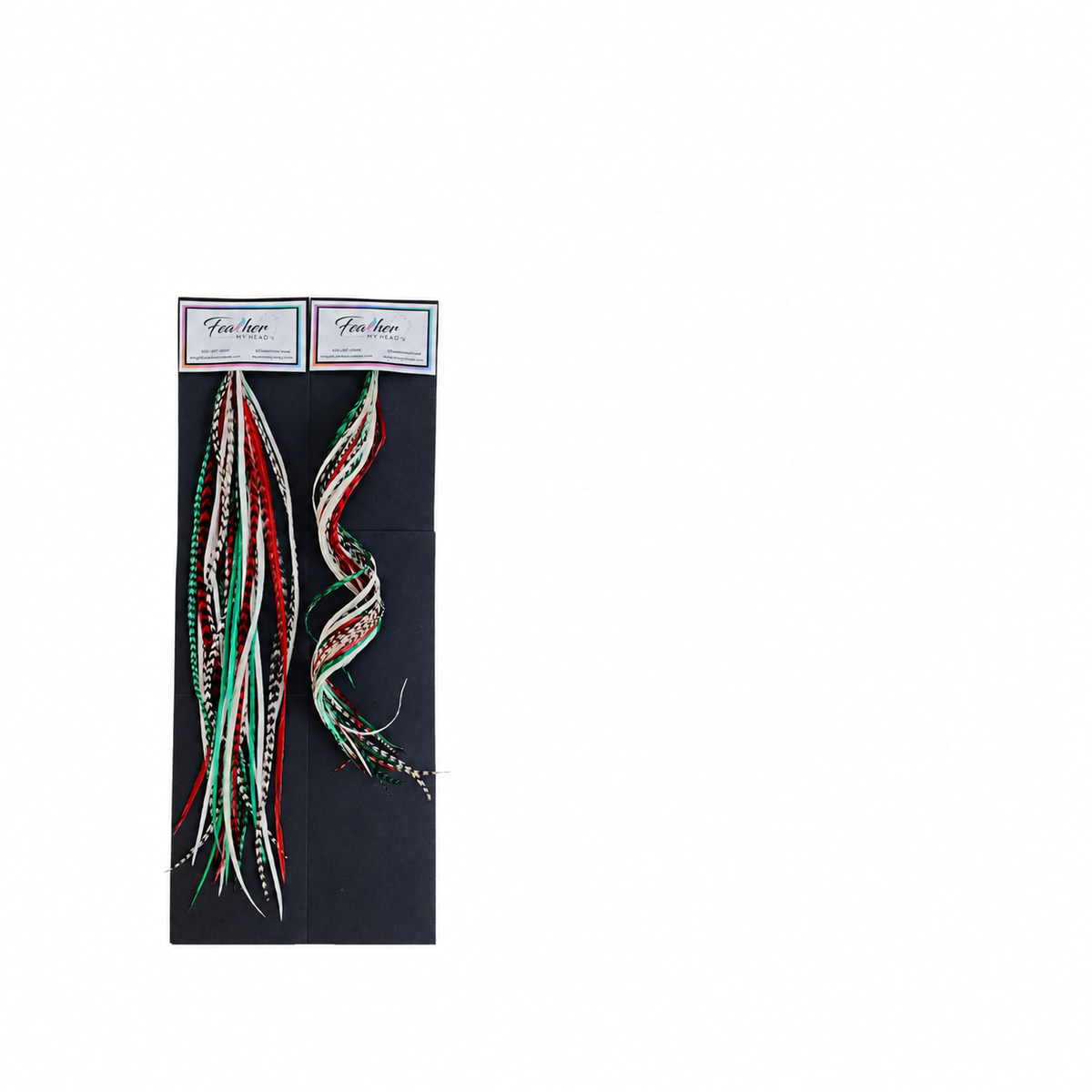 Hair Feather Christmas Salon Starter Pack  - Mistletoe and Holly - Red - Green- White - Hair Feathers - Long Length 11 to 16 Inches