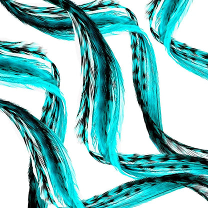 Aqua Blue feather color reference from Feather My Head's single-color collection; photo illustrates the shade, not the ordered quantity or length.