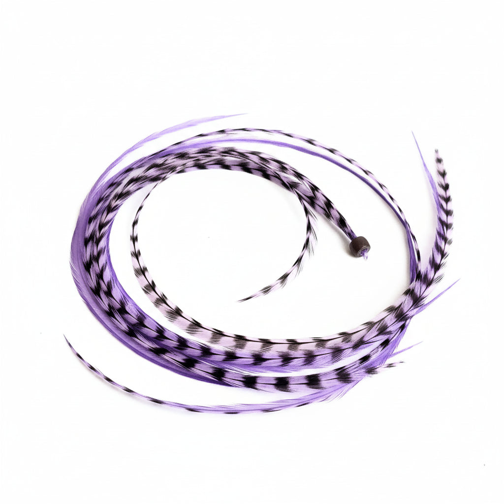 Lilac Purple feather color reference from Feather My Head's single-color collection; photo illustrates the shade, not the ordered quantity or length.