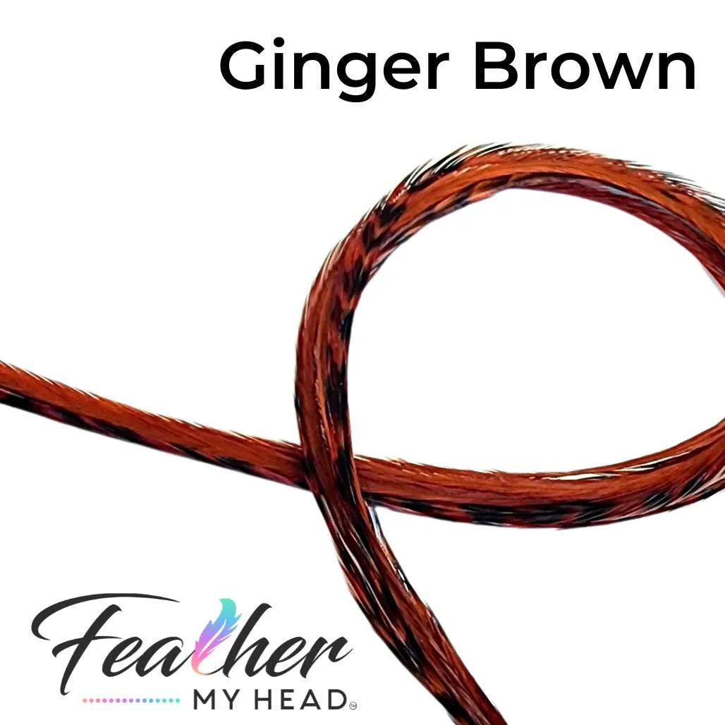 Ginger brown hair feather extensions