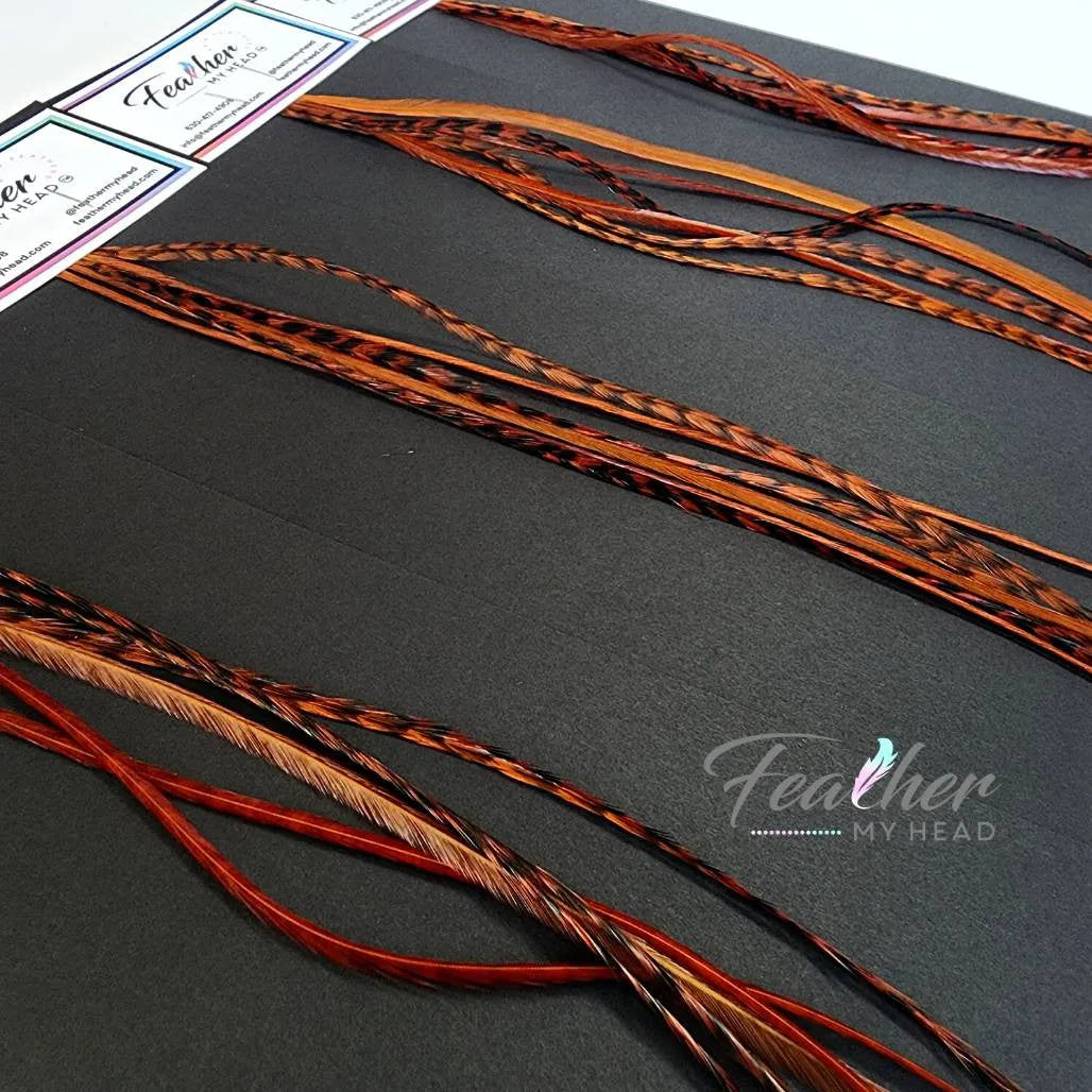 Ginger brown hair feather extensions