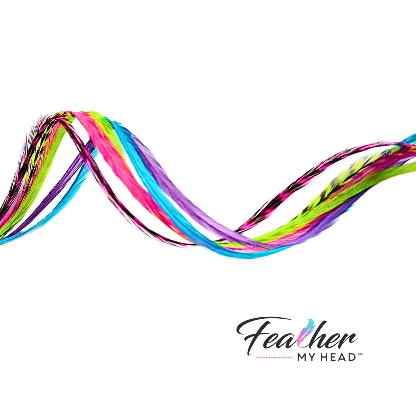 Pink, Green, Purple and Blue Hair Feather - Bundle