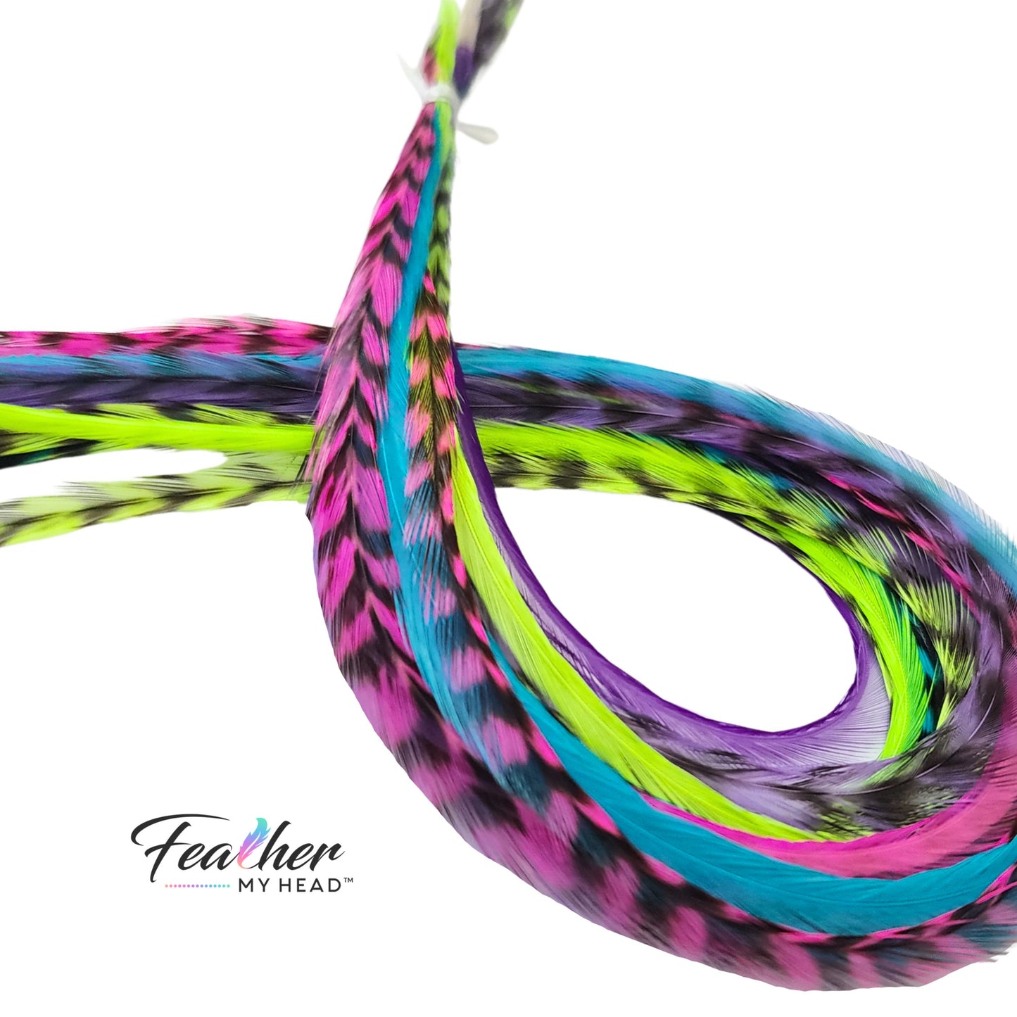 Pink, Green, Purple and Blue Hair Feather - Bundle
