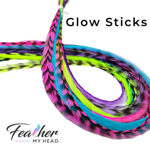 Pink, Green, Purple and Blue Hair Feather - Bundle