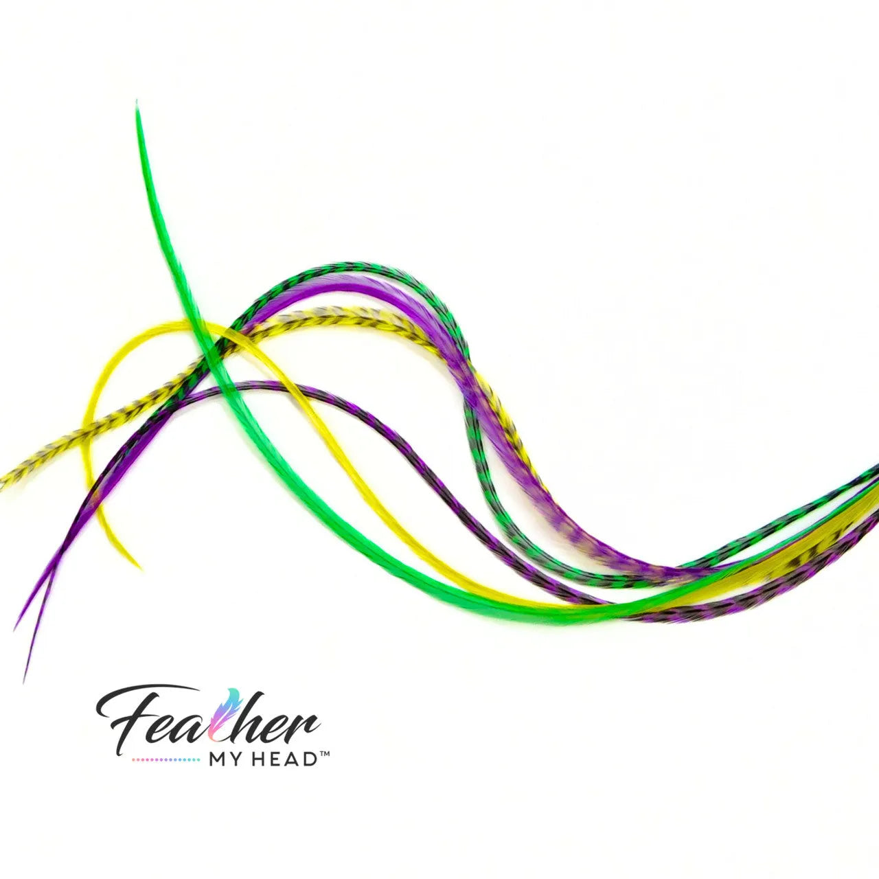Add festive Mardi Gras hair feathers to your carnival look with our premium purple, green, and gold feather extensions that bring the spirit of New Orleans.

