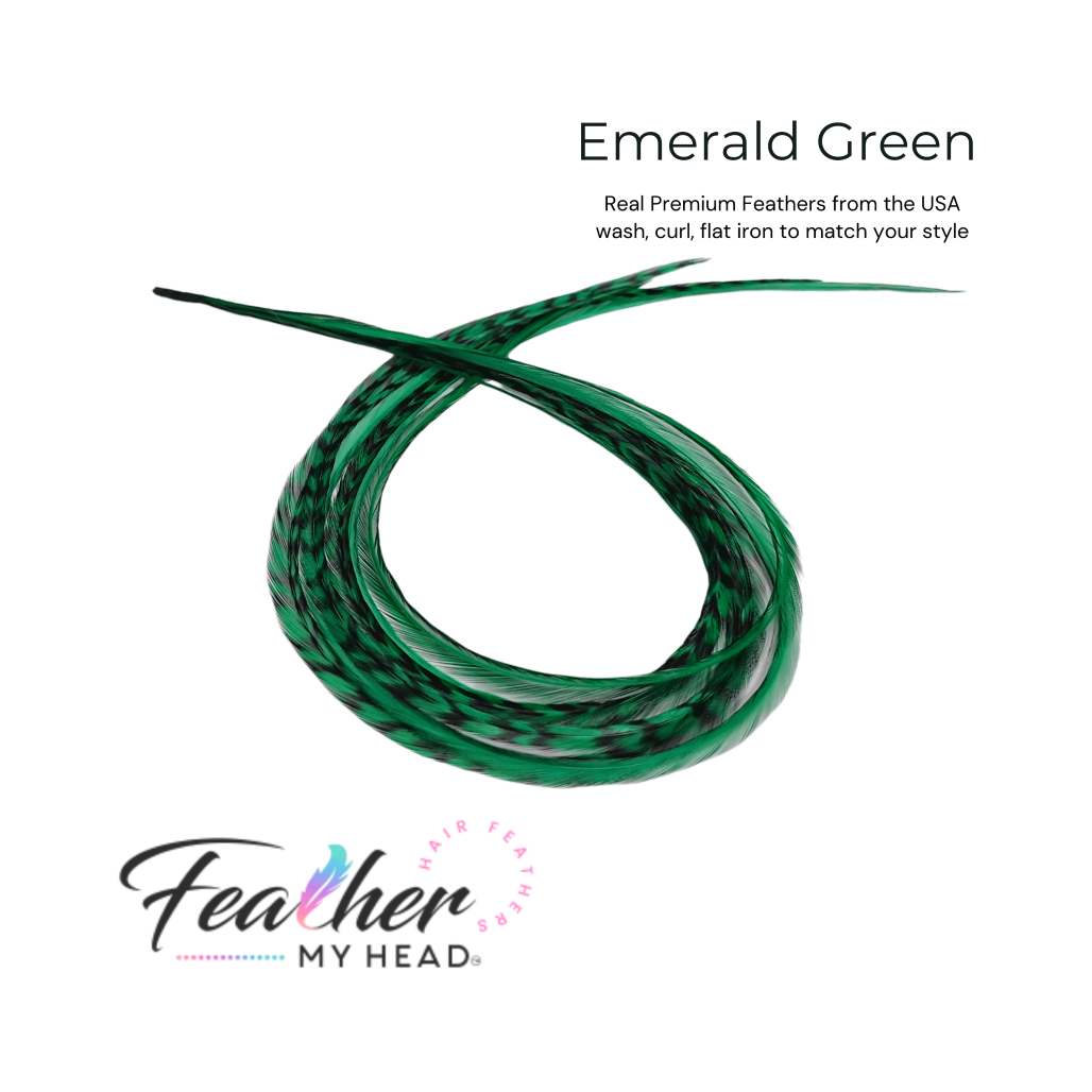 hair feather extensions emerald green 