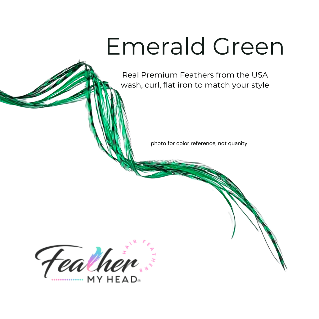 hair feather extensions emerald green 