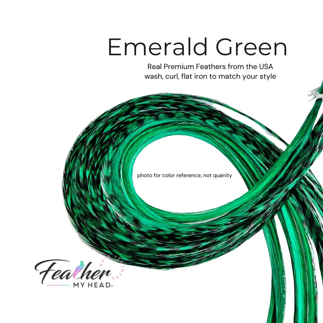 hair feather extensions emerald green 