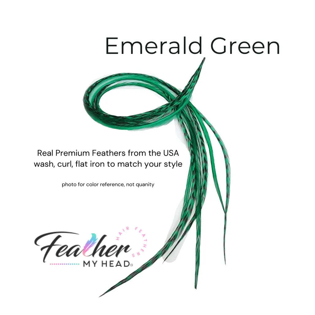 hair feather extensions emerald green 