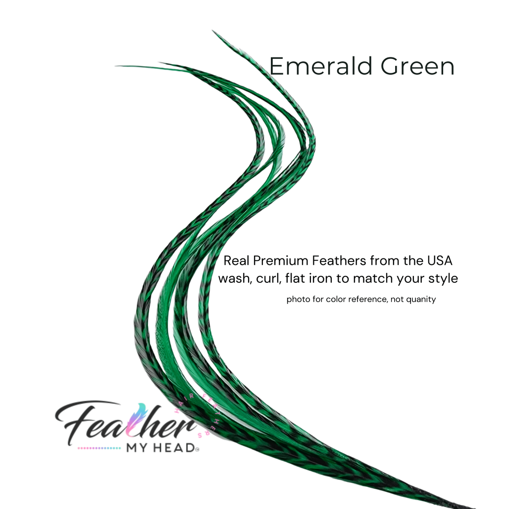 hair feather extensions emerald green 