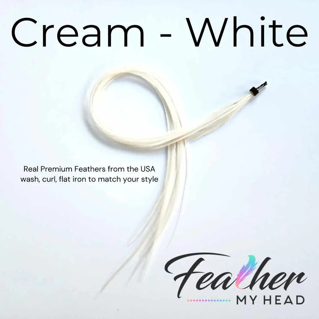 hair feather extension kit in cream white