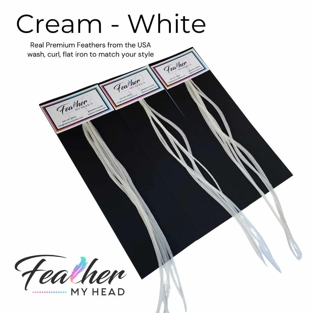 hair feather extension kit in cream white