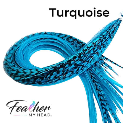 Turquoise Blue hair feather extensions