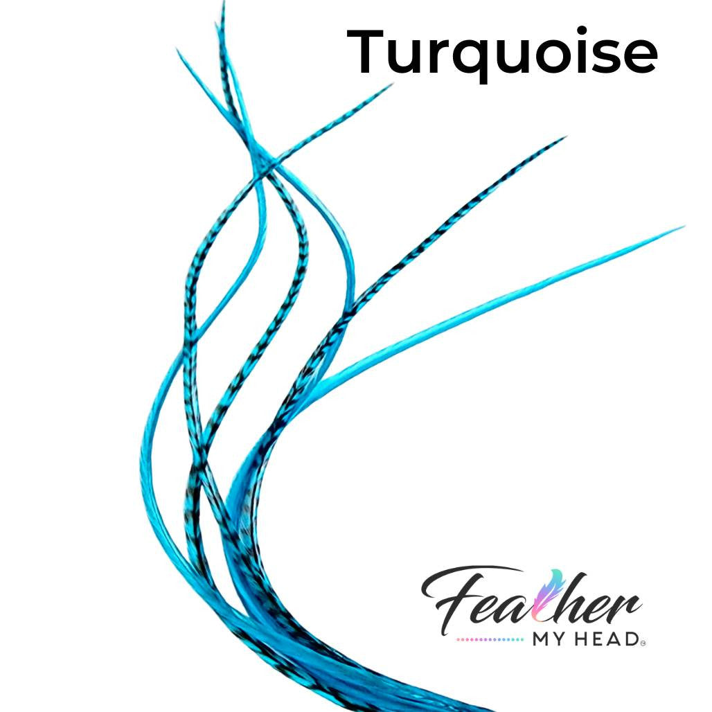 Turquoise Blue hair feather extensions