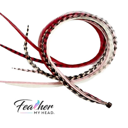 Playful and romantic, our Hugs & Kisses Hair Feathers blend passionate reds, soft pinks, and delicate whites for a flirty, charming look. Inspired by the warmth of love and the magic of Valentine’s Day