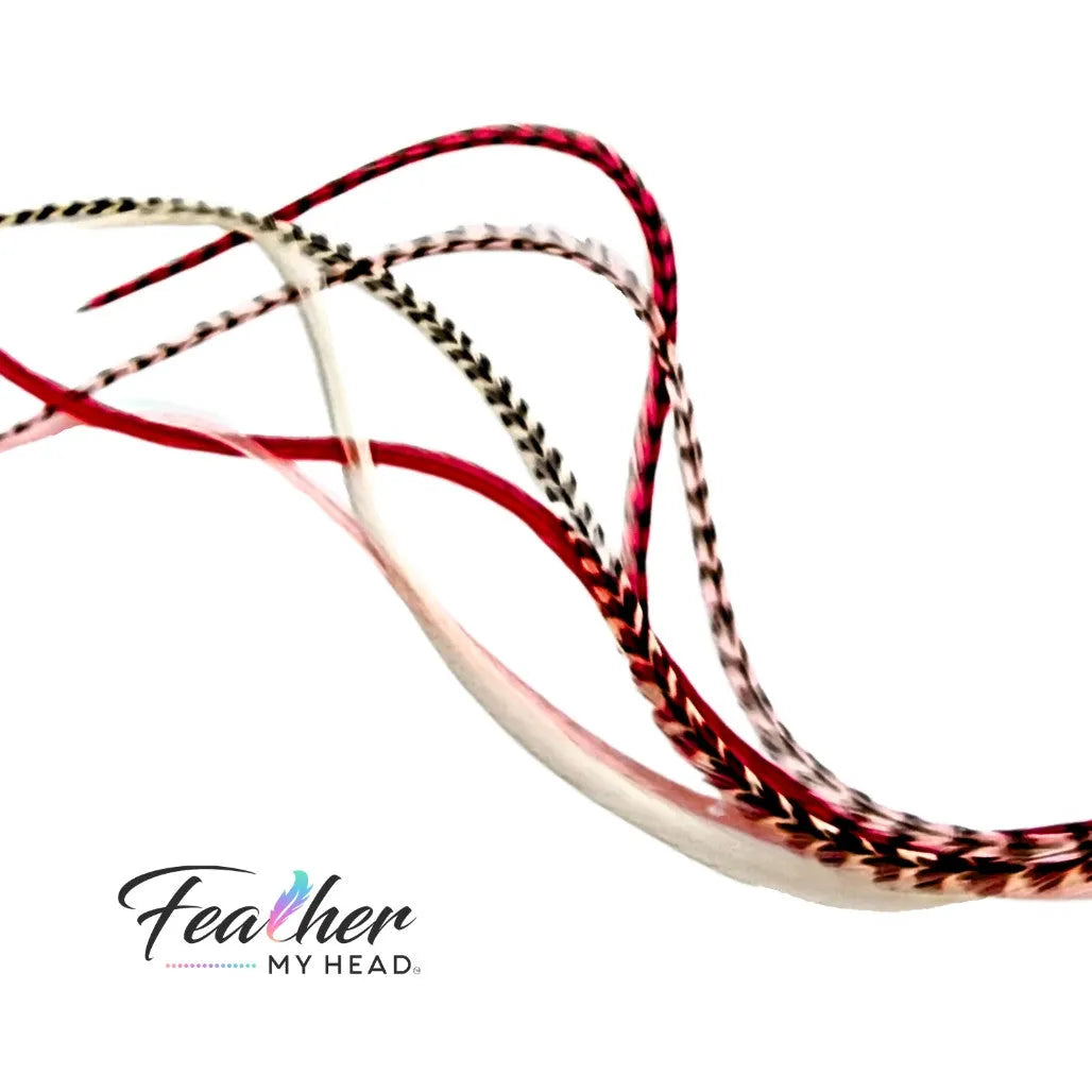 Playful and romantic, our Hugs & Kisses Hair Feathers blend passionate reds, soft pinks, and delicate whites for a flirty, charming look. Inspired by the warmth of love and the magic of Valentine’s Day