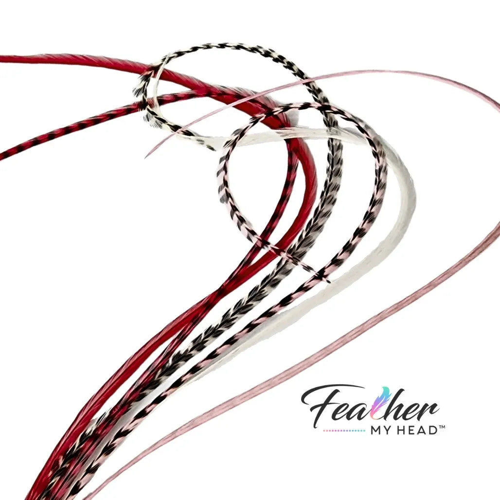 Playful and romantic, our Hugs & Kisses Hair Feathers blend passionate reds, soft pinks, and delicate whites for a flirty, charming look. Inspired by the warmth of love and the magic of Valentine’s Day