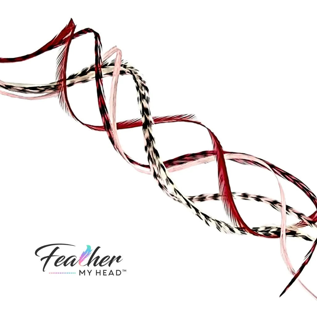 Playful and romantic, our Hugs & Kisses Hair Feathers blend passionate reds, soft pinks, and delicate whites for a flirty, charming look. Inspired by the warmth of love and the magic of Valentine’s Day