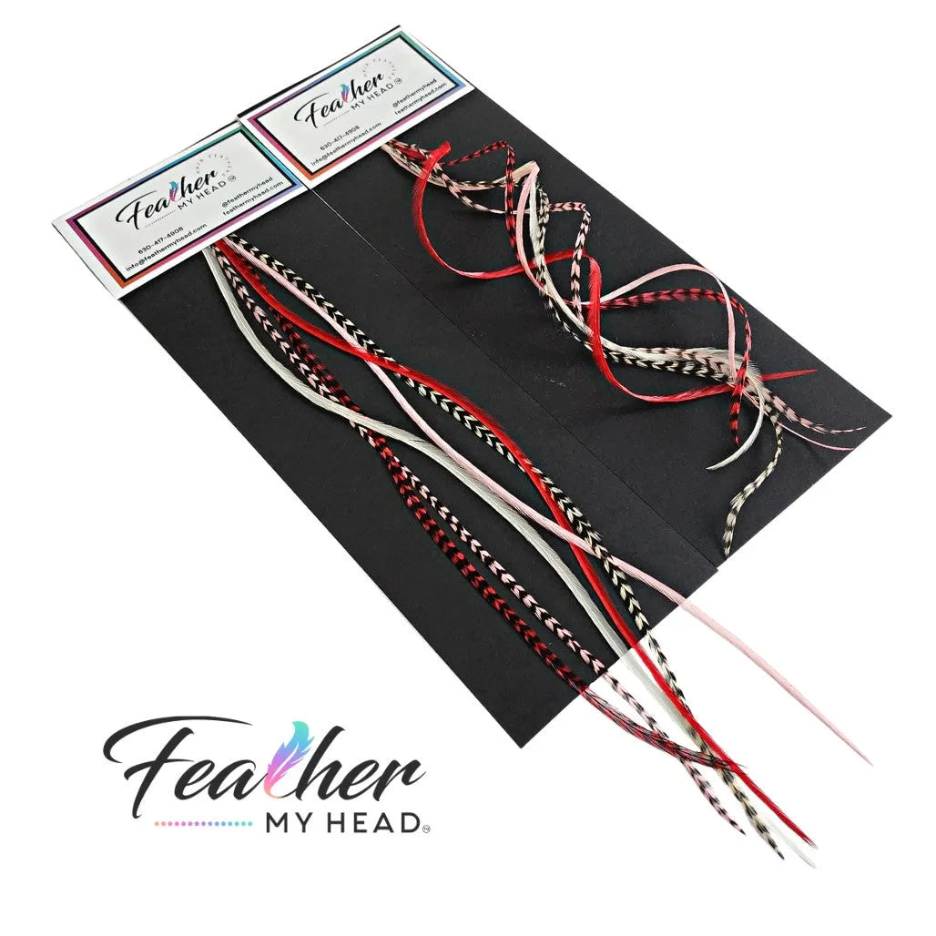 Playful and romantic, our Hugs & Kisses Hair Feathers blend passionate reds, soft pinks, and delicate whites for a flirty, charming look. Inspired by the warmth of love and the magic of Valentine’s Day