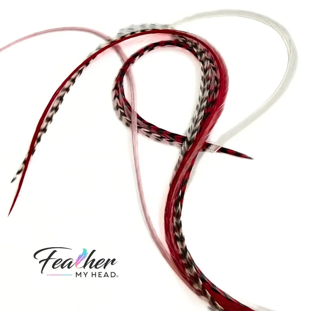 Playful and romantic, our Hugs & Kisses Hair Feathers blend passionate reds, soft pinks, and delicate whites for a flirty, charming look. Inspired by the warmth of love and the magic of Valentine’s Day