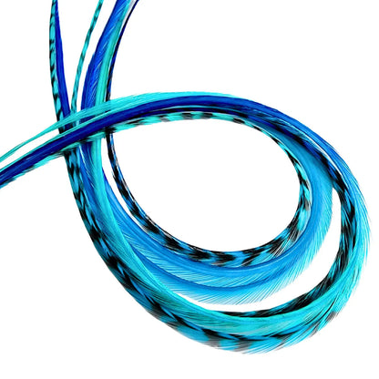 Get ready to ride the style wave with our 'Tidal Wave' hair feather package! Dive into a sea of blues and turquoise inspired by the mesmerizing ocean hues. Perfect for the free-spirited souls, this collection will have you making waves and turning heads wherever you go.
