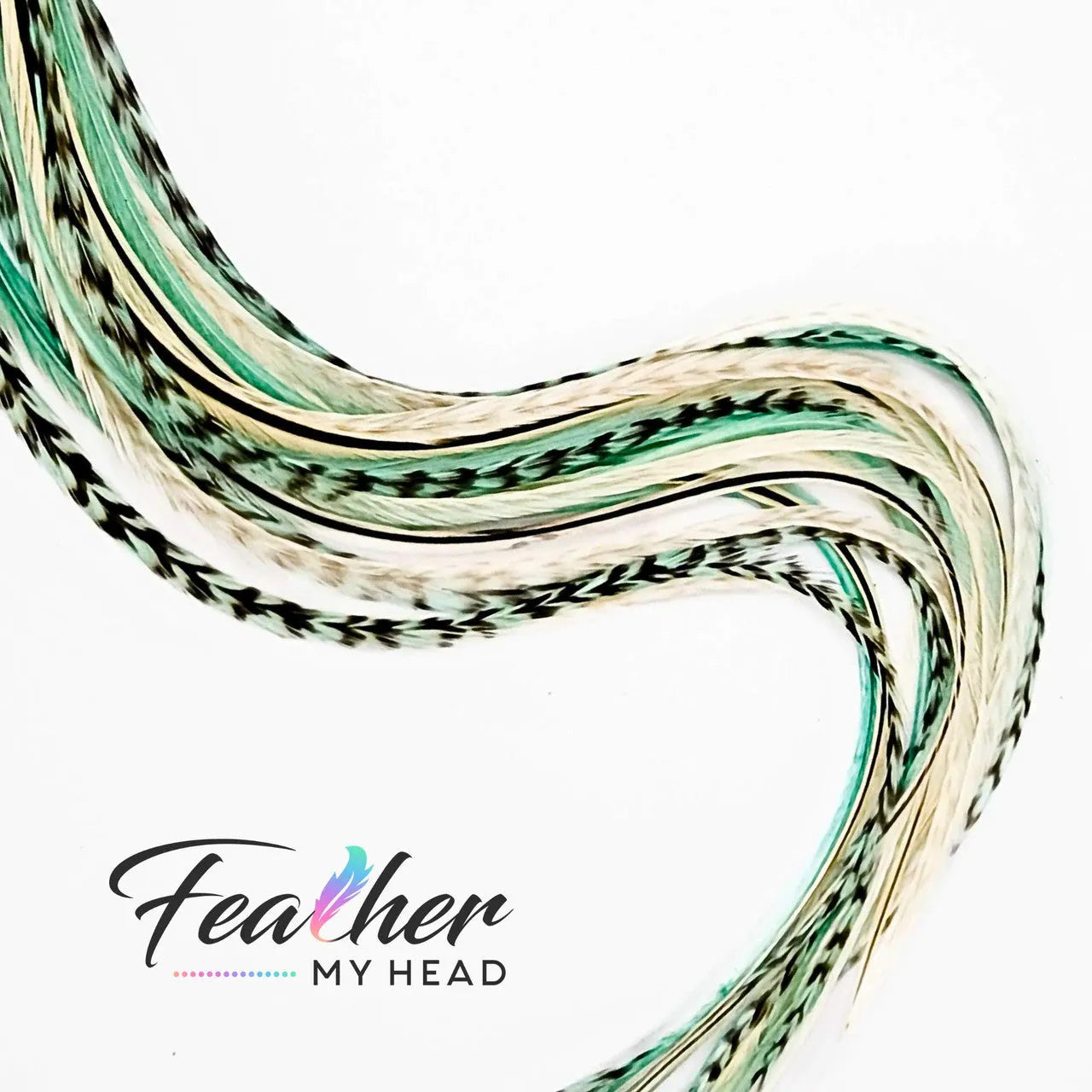 Hair Feather Extension Collection of hair feathers in soft natural earthy shades of green, brown and white-cream colors.

Select your length with hair feathers over 16 inches long. Optional feather kit makes installing your feathers at home a cinch with instructions and photos