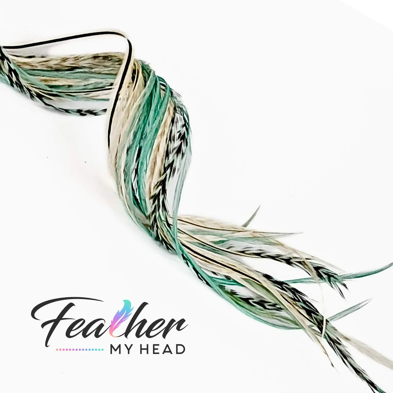Hair Feather Extension Collection of hair feathers in soft natural earthy shades of green, brown and white-cream colors.

Select your length with hair feathers over 16 inches long. Optional feather kit makes installing your feathers at home a cinch with instructions and photos