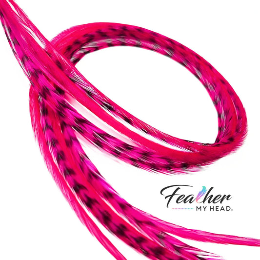 Inspired by the fiery hues of a desert sunset and the vibrant energy of blooming wildflowers, our Fuchsia Pink Hair Feathers exude confidence and passion. This electrifying shade evokes feelings of bold self-expression, blending the intensity of magenta with the softness of a pink glow. It's playful yet fierce, like a streak of summer lightning or the petals of a tropical orchid.