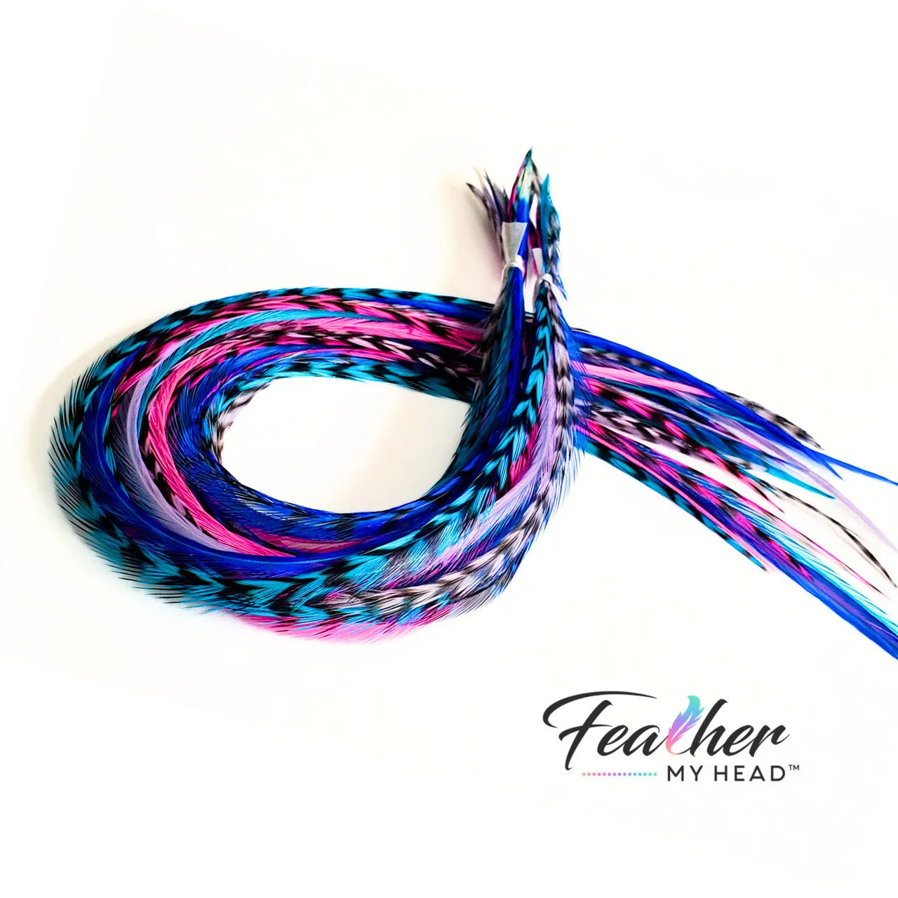 Unleash your inner beach babe  with our  "Beach Party" Hair Feather Pack. These vibrant and playful hair accessories are the perfect way to add a touch of summer to your everyday look. With a mix of pink, purple, blue, and turquoise feathers, you'll feel like you're dancing on the shore, even if you're miles away from the beach!