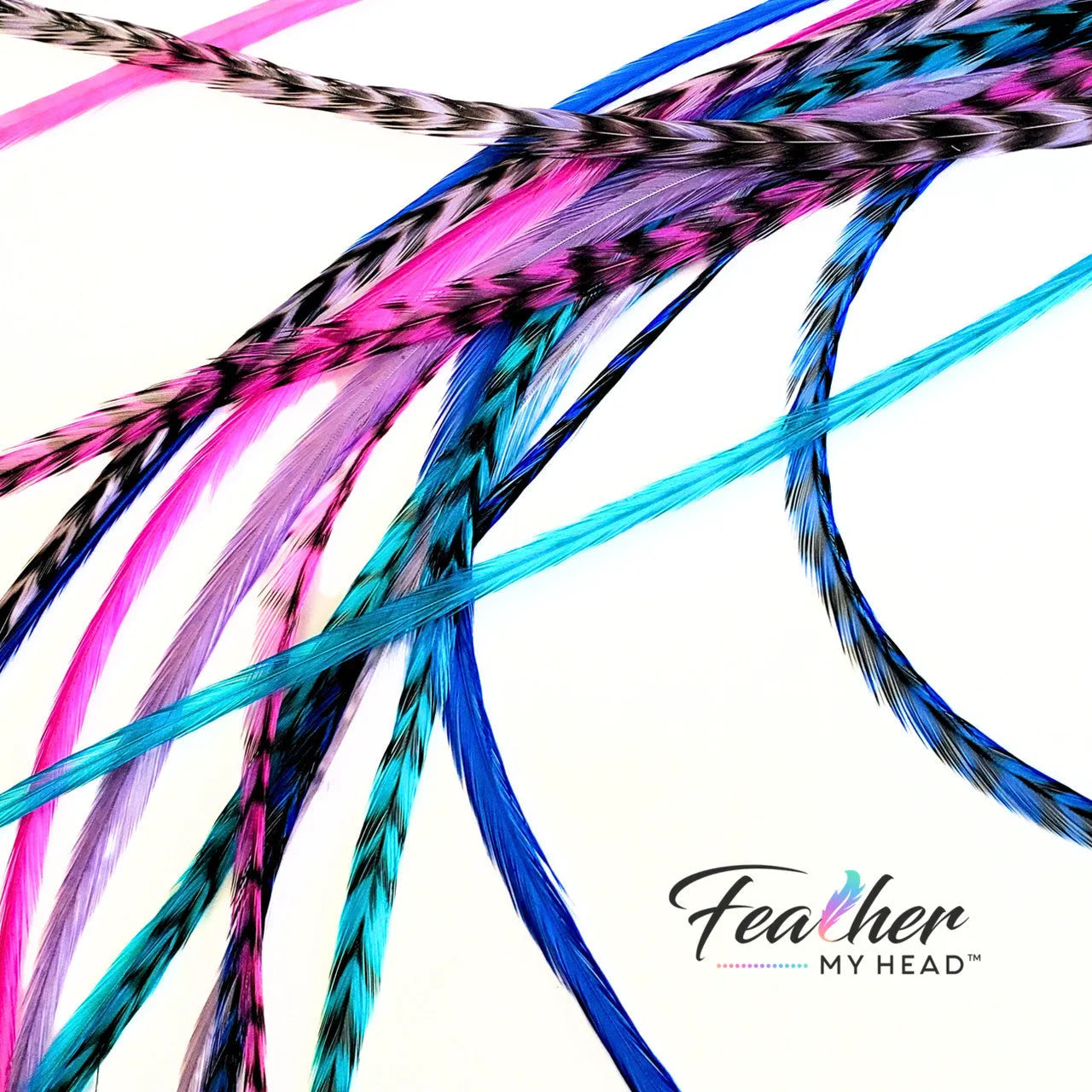 Unleash your inner beach babe  with our  "Beach Party" Hair Feather Pack. These vibrant and playful hair accessories are the perfect way to add a touch of summer to your everyday look. With a mix of pink, purple, blue, and turquoise feathers, you'll feel like you're dancing on the shore, even if you're miles away from the beach!