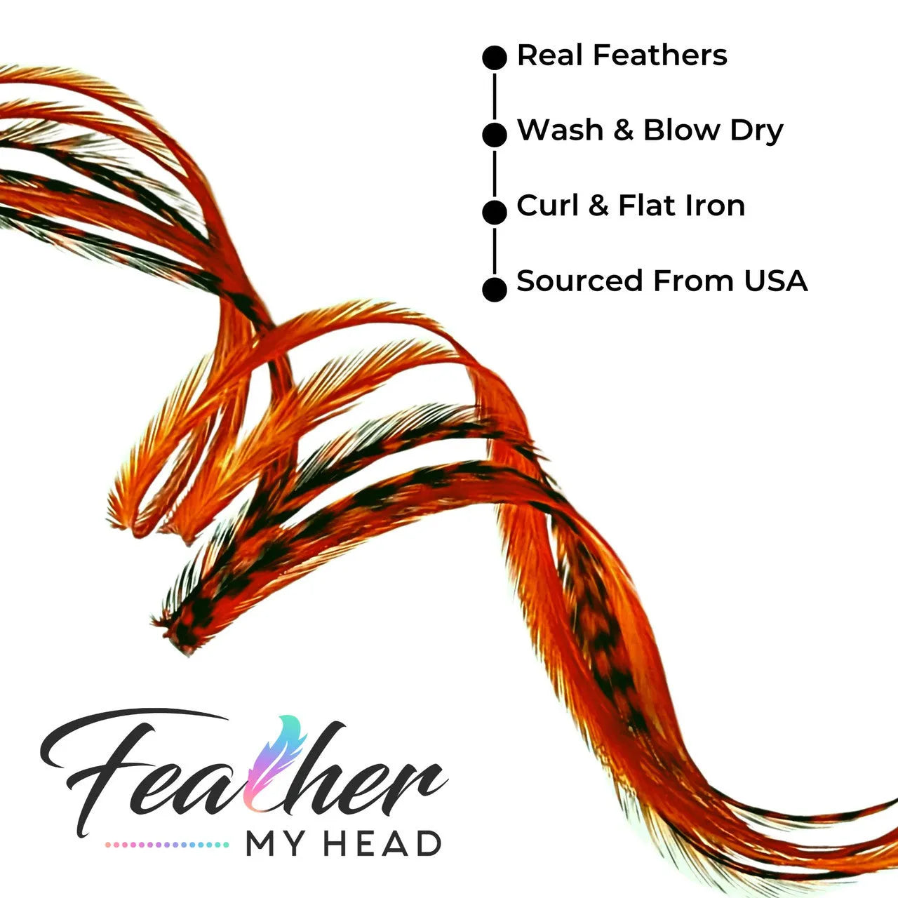 Feather My Head hair feathers dyed a sapphire orange color