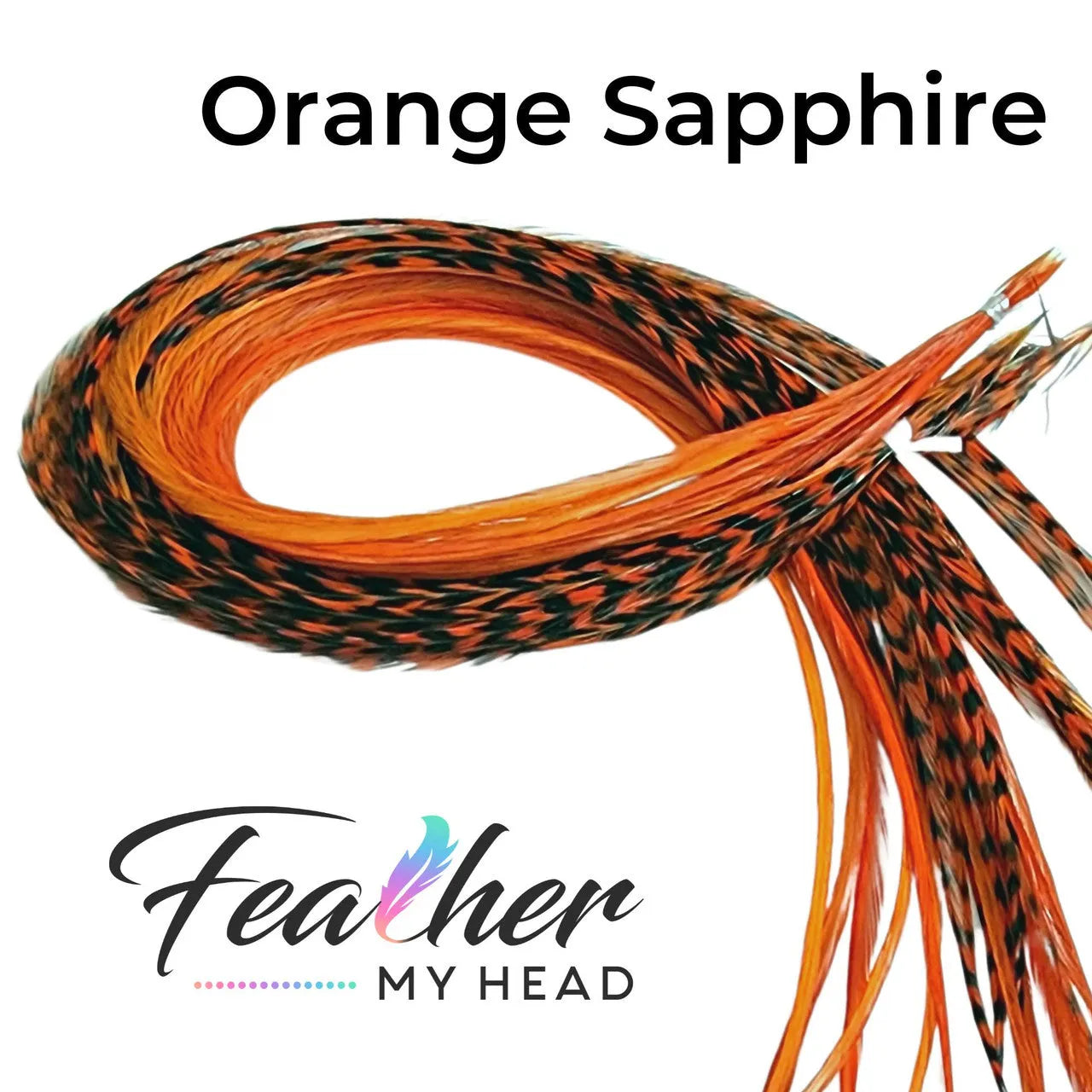Feather My Head hair feathers dyed a sapphire orange color
