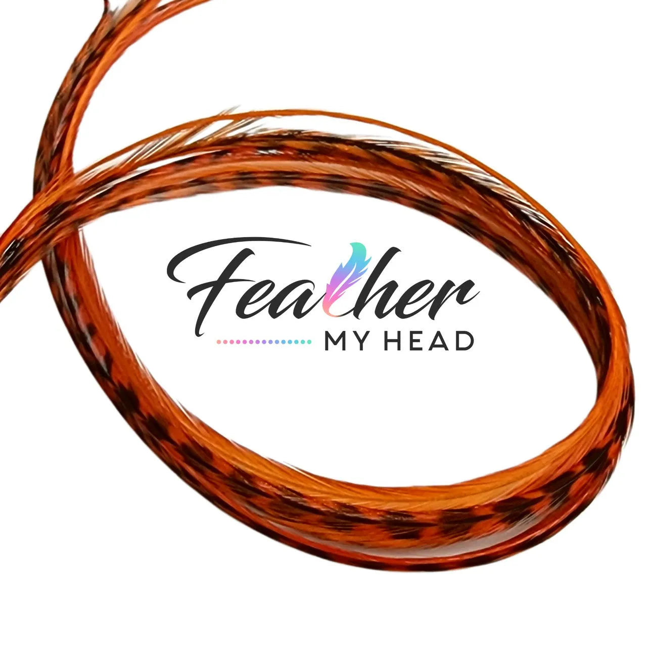 Feather My Head hair feathers dyed a sapphire orange color