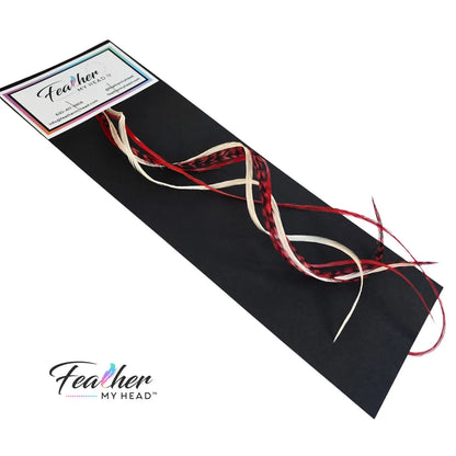 Unleash the magic of the season with our Naughty or Nice hair feather Collection! Dive into a world where crimson red and snow-white feathers come together. Dare to be a little naughty, embrace the nice – let the feathers tell your festive story.