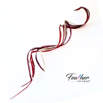 Unleash the magic of the season with our Naughty or Nice hair feather Collection! Dive into a world where crimson red and snow-white feathers come together. Dare to be a little naughty, embrace the nice – let the feathers tell your festive story.