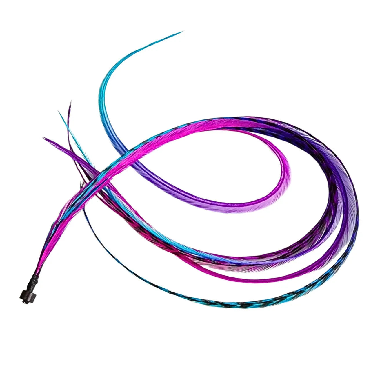 Let your hair catch the spirit of summers carefree days and warm summer nights with our hand-dyed hair feathers.

Each feather extension is unique blending shades of pink, purple, blue, and turquoise for mesmerizing rainbow tie-dye effect