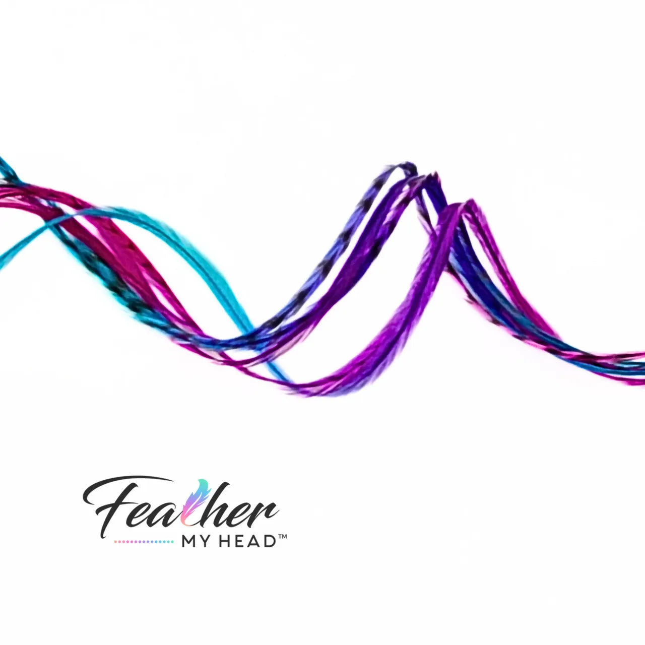 Let your hair catch the spirit of summers carefree days and warm summer nights with our hand-dyed hair feathers.

Each feather extension is unique blending shades of pink, purple, blue, and turquoise for mesmerizing rainbow tie-dye effect