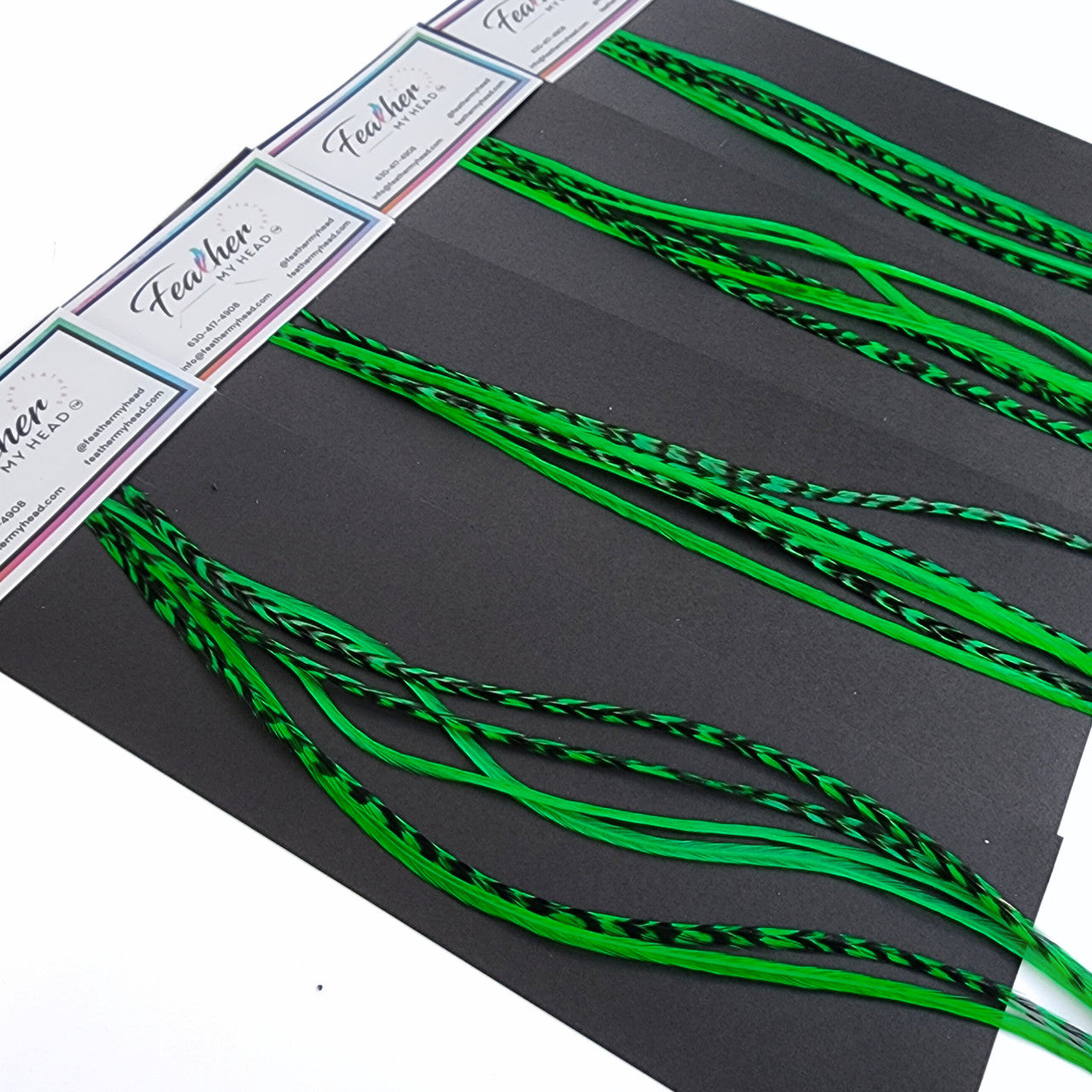 Stand out with our Kelly Green Hair Feathers! These vibrant green feather extensions add a bold, stylish touch to any look. Perfect for game day, themed events, or everyday wear.