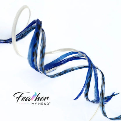 Check out our "Let It Snow Blue and White" hair feathers from the Christmas Collection! They're the perfect way to add a festive touch to your holiday look. Whether you're going for a winter wonderland vibe or just want to add a cool accent to your style, these blue and white feathers are the ideal way to let it snow! 