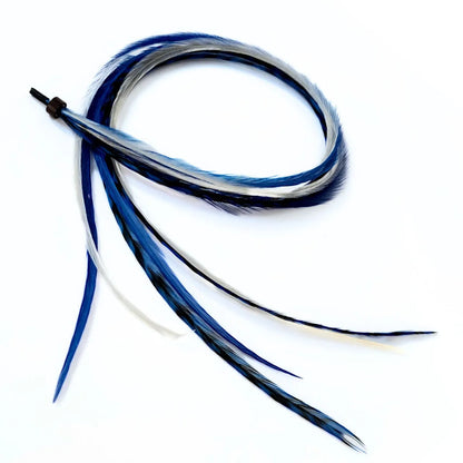 Check out our "Let It Snow Blue and White" hair feathers from the Christmas Collection! They're the perfect way to add a festive touch to your holiday look. Whether you're going for a winter wonderland vibe or just want to add a cool accent to your style, these blue and white feathers are the ideal way to let it snow! 