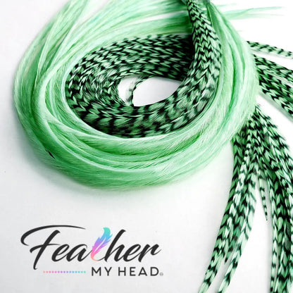 Light Pastel Green hair feathers