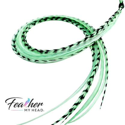 Light Pastel Green hair feathers
