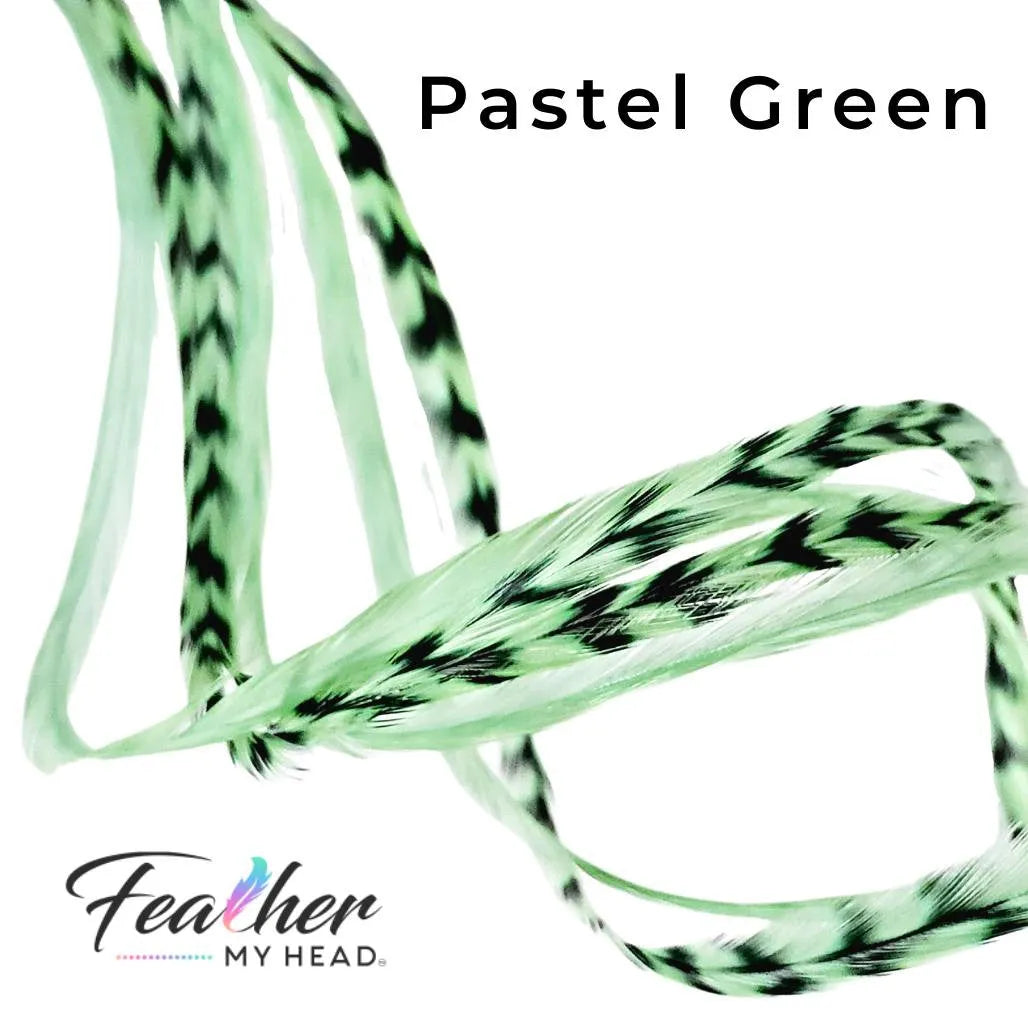 Light Pastel Green hair feathers