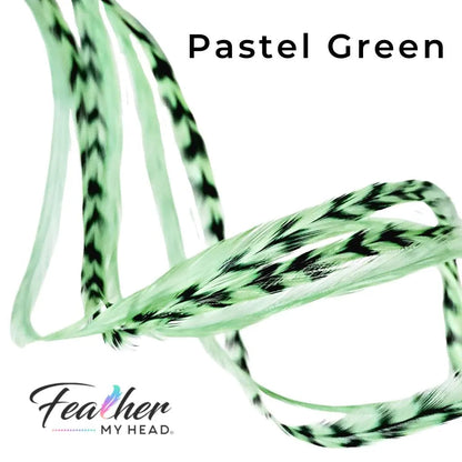 Light Pastel Green hair feathers