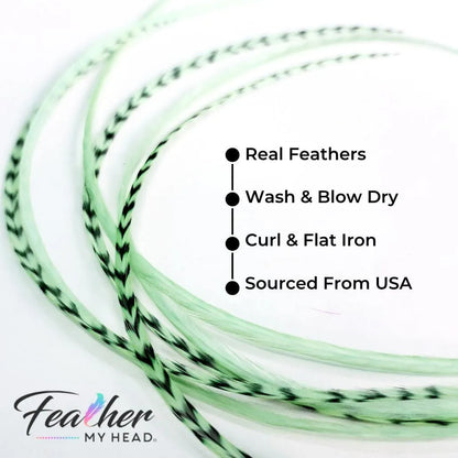 Light Pastel Green hair feathers