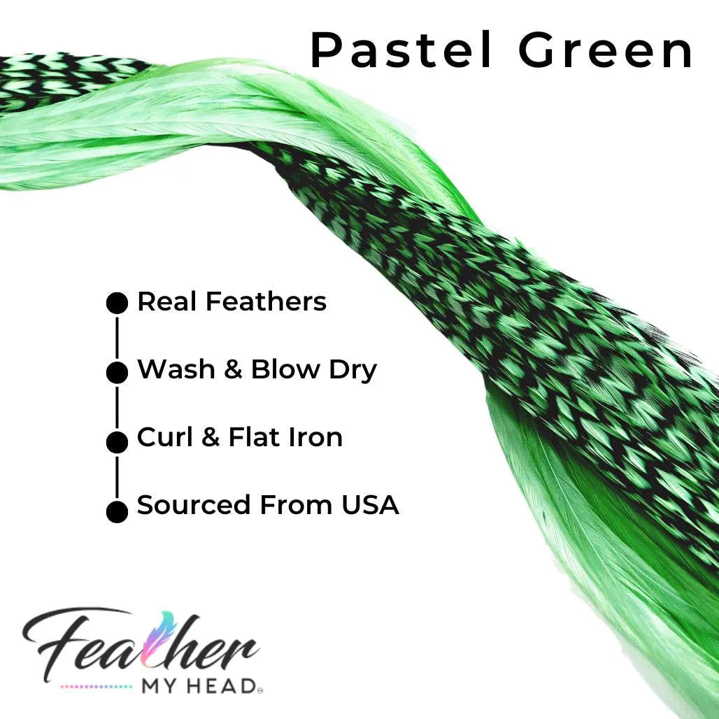 Light Pastel Green hair feathers